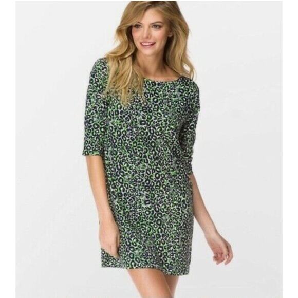 Lilly Pulitzer Preppy Green "Thrill of the Chase" Cassie Leopard Print Dress - Picture 1 of 7